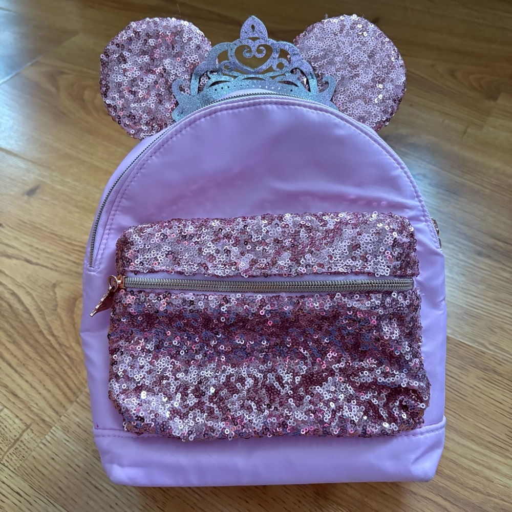 Disney Cruise Line Bibbidi Bobbidi Boutique Pink Sequin Backpack Tiara Ears